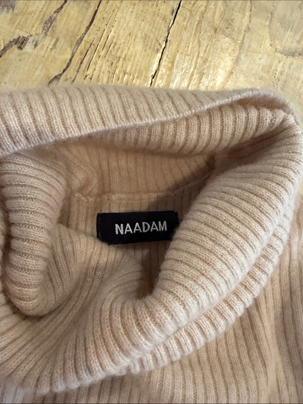 Naadam Women's Cashmere Cream Ribbed Turtleneck Sweater